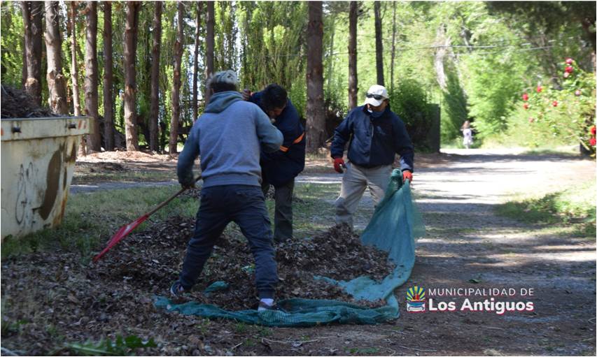 Trabajos de limpieza alrededor de la oficina de Discapacidad. en Los Antiguos.